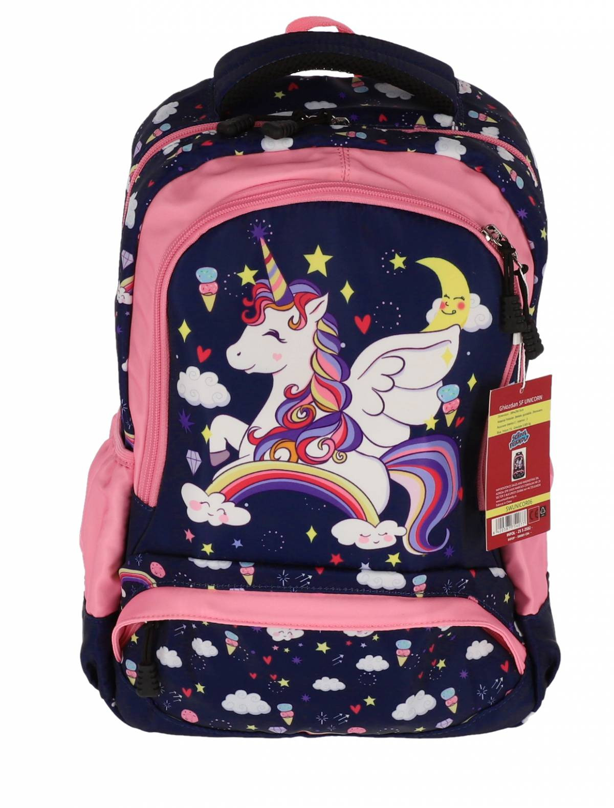 Ghiozdan Pigna cu 3 fermoare, UNICORN BLEU STAR, bretele reglabile, 38 x 29 x 13 cm - imagine 5